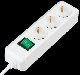 1152920 Three-way socket outlet with switch, white, 5 m