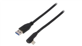 Usb.C-F90/Am-30 Kabel Usb 3.0 Usb A Wtyk, Usb C Wtyk Kątowy 3M Czarny Żyła: Cu
