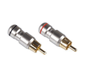 2 pcs Pair HQ RCA Chinch Metal Plug Black + Red HD-287 Set