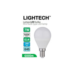 Żarówka LED E14 kulka 7W 600lm 4000K plastik mat 111003 Lightech