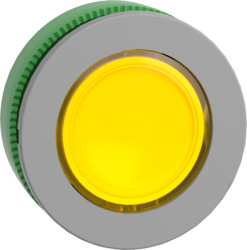 Signal light, for universal LED, illuminable, waistband round, yellow, front ring light gray, mounting Ø 30.5 mm, ZB5FV083C0