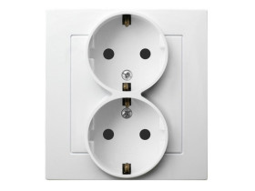 AS Gniazdo podwójne z uziemieniem schuko z ramką białe GP-2GS/00 OSPEL