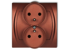 LOGO Gniazdo podwójne do ramki poziomej z uziemieniem (przesłony torów prądowych) brązowy metalik 9LGPR-2zp KARLIK