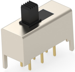 Slide switch, On-On, 2 pole, straight, 300 mA/125 VAC, 1825289-1