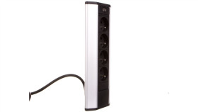 Przedłużacz Biurkowy Kątowy 4X Gniazdo Z Uziemieniem Srebrny Ae-Pbkt4u-80