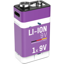 Ansmann 1315-0005 9V PP3 Li-Ion Rechargeable Battery 400mAh With USB-C Cable
