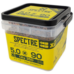 ForgeFix SPE590YT Spectre&#x2122; PZ Compatible Wood Screw CSK ZYP 5.0 x 90mm Tub 350