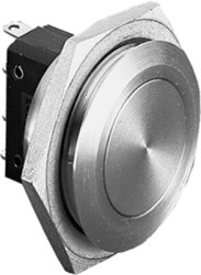 Vandal-proof pushbutton, 2 pole, silver, unlit , 5 A/250 V, mounting Ø 28 mm, IP68, MP0027