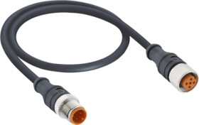 Sensor actuator cable, M12-cable plug, straight to M12-cable socket, straight, 5 pole, 1.5 m, PVC, black, 4 A, 1210 1200 05 003