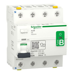 RCCB, Typ B-SI, 4-biegunowy, 63A, 300mA, Schneider Electric, Acti9 iID A9Z 400V ac