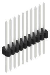 Pin header, 10 pole, pitch 1.27 mm, straight, black, 10060697