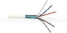 Kabel skrętka FTP (F/UTP), kat6, wewnętrzny, biały, LSOH/LSZH, 4x2x26 AWG, 305m, linka