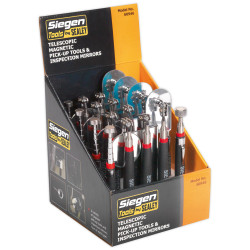 Siegen S0946 Telescopic Magnetic Pick-Up Tools &amp; Inspection Mirrors Disp Box 20