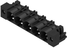 Pin header, 5 pole, pitch 7.62 mm, angled, black, 1472390000