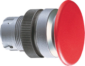 Mushroom pushbutton, unlit, groping, waistband round, red, front ring silver, mounting Ø 22.3 mm, 1.30.246.502/0300