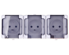 BRYZA Gniazdo hermetyczne potrójne z/u IP54 z klapką dymną białe 181440