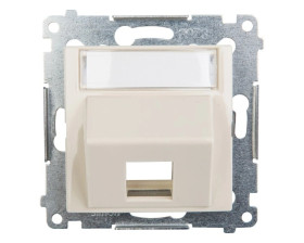 Simon 54 Pokrywa gniazda teleinformatycznego pojedynczego RJ Keystone skośna z polem opisowym kremowa DKP1S.01/41