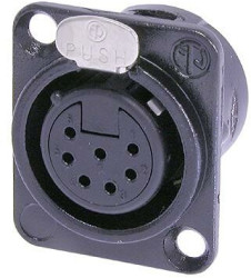 XLR panel socket, 7 pole, gold-plated, 1 mm², AWG 18, metal, NC7FD-L-B-1