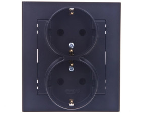 SONATA Gniazdo podwójne z/u Schuko czarny metalik GP-2RS/33