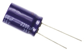 Kondensator 2200μF 35V dc Radialny, Otwór przelotowy Panasonic roztaw: 7.5mm 16 (Dia.) x 25mm