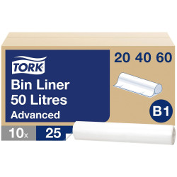 Tork 204060 Bin Liner 50L Transparent 250 Pieces Easy Emptying &amp; Refilling