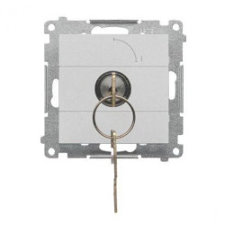 Simon 55 Łącznik na kluczyk jednobiegunowy (moduł) 2 pozycyjny 0-I” styk N/O, 5 A, 250 V~ Aluminium mat TW1K.01/143