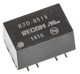 Przetwornica DC-DC, 2W, Uwe 4,5 → 5,5 V DC, Uwy ±15V dc, Iwy ±66mA, Recom