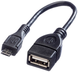 Value Kabel USB USB 2.0 Złącze męskie USB Micro-B, Złącze żeńskie USB-A 0.15 m czarny ekranowanie 11.99.8311