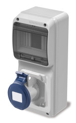 Złącze przemysłowe - zasilające 32A 230 V 2P + E RS PRO Szary IP44