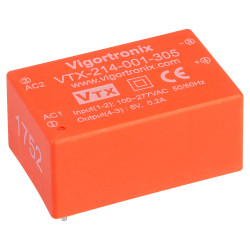 Vigortronix VTX-214-001-305 1W HIGH PERFORMANCE AC-DC CONVERTER 85-305V - 5V
