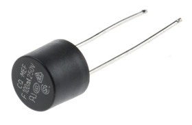 Bezpiecznik nieresetowalny 100mA 250V ac RS PRO F Termoplastyczne 35 A przy 250 V AC rozstaw 5.08mm