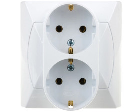 AKCENT Gniazdo podwójne z/u Schuko białe GP-2AS/00
