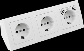 1534777 Table socket, 3-fold, type F - CEE 7/3, 2 x USB, white