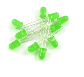 10szt. DIODA LED 3mm ZIELONA MATOWA 3V