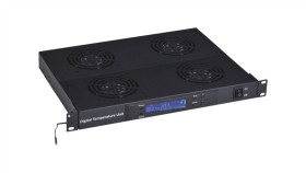 Panel Wentylacyjny 19 1U, 4 Wentylatory, Cyfrowy, Kolor Czarny Sa-F-1U-4-T2-C