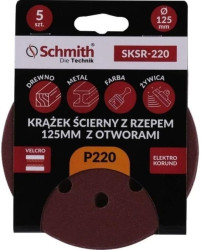 Papier ścierny krążki na rzep z otworami 125mm P220 zestaw 5szt Schmith