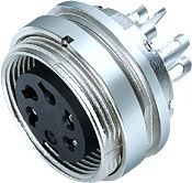 Panel socket, 8 pole, solder connection, screw locking, straight, 09 0474 89 08