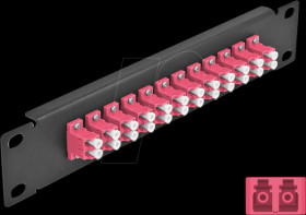 66769 10" Fiber Optic Patch Panel 12 Port LC Duplex violet 1U black