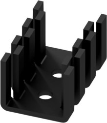 Finger shaped heatsink, (L x W x H) 28 x 18.5 x 15 mm, 17 K/W, black anodized, 10035013