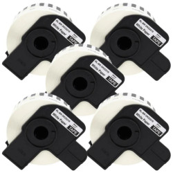 Taśma 5x DK22210 do drukarki Brother QL 29mm x 30,48mm biała taśma czarny nadruk /5szt./