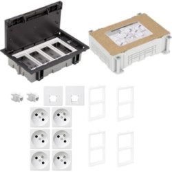 KONTAKT SIMON FLOOR BOX puszka podłogowa 6x gniazdo pojedyncze z/u + 2x gniazdo RJ45 kat. 6 nieekranowany + kaseta do wylewki