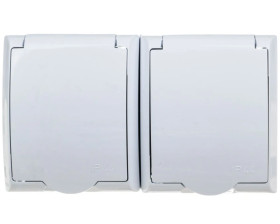 FALA Gniazdo hermetyczne podwójne z/u IP44 klapka biała GNH-2HZ/00/w