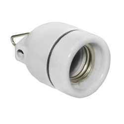 Oprawka E27 ceramiczna CLH158 biała z zawieszką