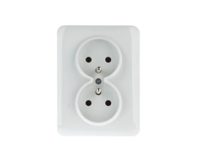 Lumina Gniazdo podwójne z/u 16A kompletne białe WL1220