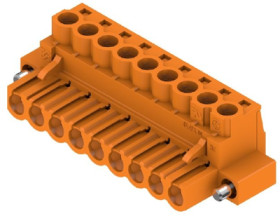 Socket header, 9 pole, pitch 5 mm, straight, orange, 1955730000