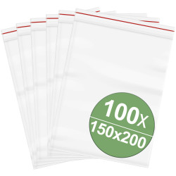 Quadrios 23Sa062 Grip Seal Bag Transparent Polyethylene 150mm X 200mm 100Pieces