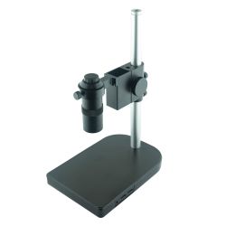 Microscope stand with 0.12-1.8x lens