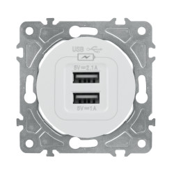 Gniazdo USB 2x 5V/2A, białe, OVAL Electromalt