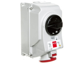 Gniazdo stałe z wyłącznikiem 0-1 duże 16A 5P 400V IP44 /blokada mechaniczna/ 7515-6