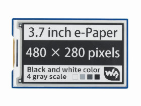 Waveshare 3.7inch e-Paper e-Ink Display HAT For Raspberry Pi, 480×280, Black / White, 4 Grey Scales, SPI